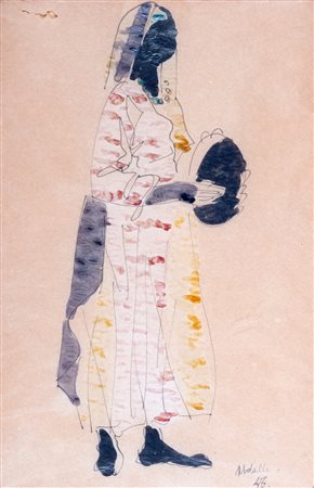 Hamed Abdalla (Il Cairo 1917-Parigi 1985)  - Donna in abiti tradizionali, 1948