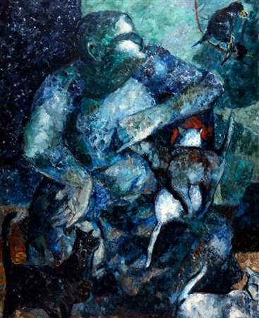 Ennio Calabria (Tripoli 1937)  - Signora con gatti, 1958