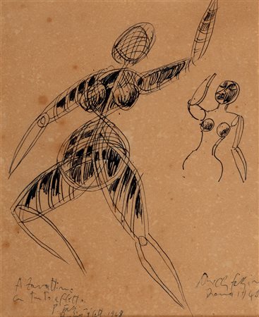Pericle Fazzini (Grottammare 1913-Roma 1987)  - Studio di figure, 1948