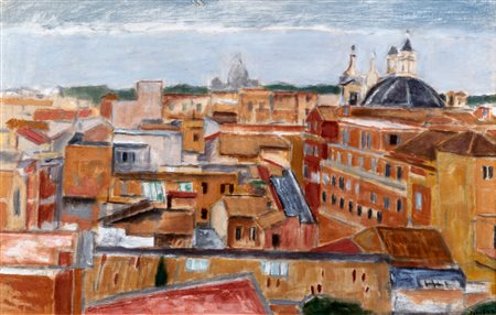 Orfeo Tamburi (Jesi 1906-Parigi 1994)  - Veduta del Pincio con cupola di San Pietro