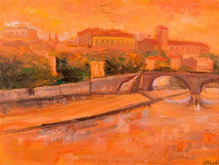 Ugo Attardi (Sori Di Genova  1923-Roma 2006)  - Lungotevere