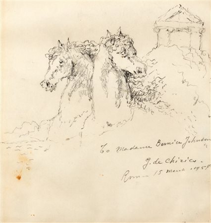 Giorgio de Chirico (Volos 1888-Roma 1978)  - Due cavalli, 1957