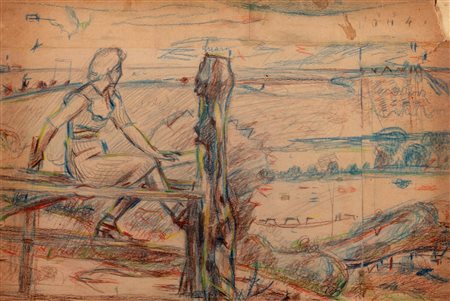 Giacomo Balla (Torino 1871-Roma 1958)  - Contemplazione - ritratto di Elica - il silenzio della campagna, 1938 ca.