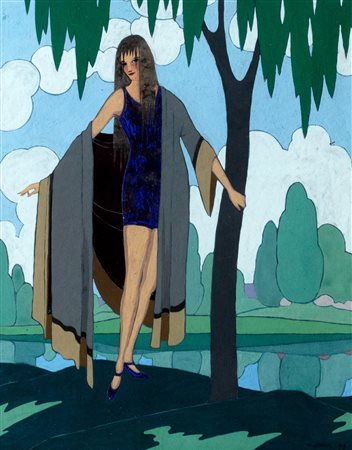 Thayaht (Firenze 1893-Marina di Pietrasanta 1959)  - Donna in costume sul lago, 1919