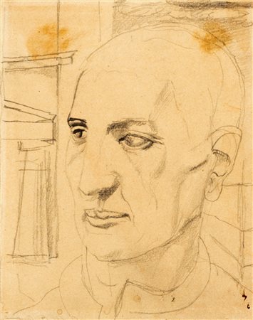 Mario Sironi (Sassari 1885-Milano 1961)  - Testa virile e architettura, 1926