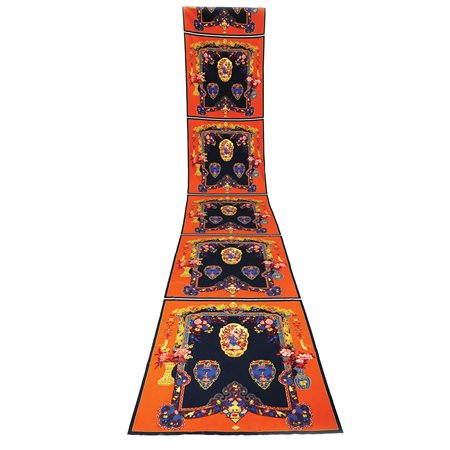 Atelier Versace tessuto di velluto costituito da otto pannelli policromi...