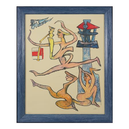 Sebastiàn Matta Senza titolo litografia a colori, es. 13/125, il foglio cm....