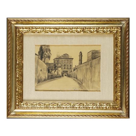 Giovanni Omiccioli La casa di Fortuny 1935, 1971 matita su carta, cm. 30x40...