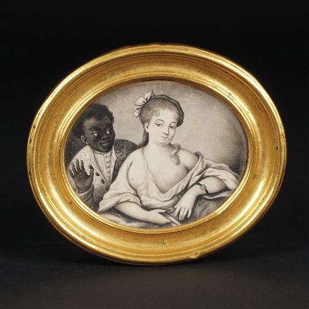 Karl Gustav Klingstedt Gentildonna con servitore moro tempera su pergamena a...