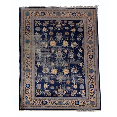 Tappeto cinese a fondo blu, cm. 380x275 (rapé)