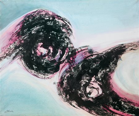 FERDINANDO CHEVRIER Livorno 1920 - 2006 - L'incontro, 1965, olio e tecnica...