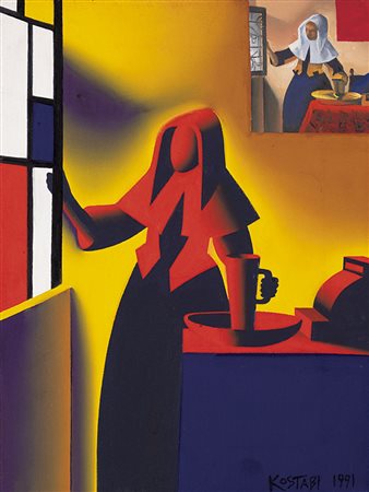 MARK KOSTABI Los Angeles 1960 - Progress of beauty, 1991, olio su tela cm....