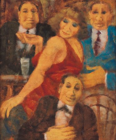 REMO SQUILLANTINI Stia (Ar) 1920 - Firenze 06/08/1996 - Al bar, 1980, olio su...