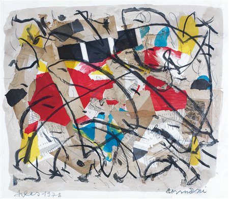 ARTURO CARMASSI Lucca 02/07/1925 - Arles, 1978, tecnica mista e collage su...