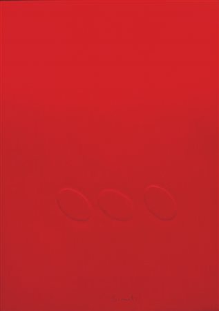 TURI SIMETI Alcamo 05/08/1929 - Tre ovali rossi, 2002, acrilici su cartone...