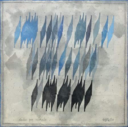 ENRICO SIRELLO Livorno 1930 - Studio per murale in azzurro, pigmento su...