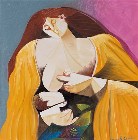 VITTORIOMARIA DI CARLO S. Marco in Lamis (Fg) 1939 - Maternità, olio su tela...