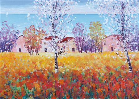 ANTONIO IALENTI Campobasso 12/07/1937 - Campo di fiori con marina ligure,...