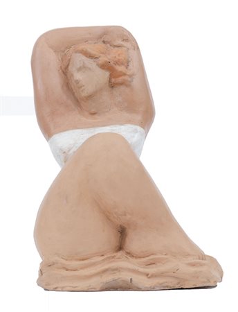 VITTORIA CUSATELLI Trani 26/05/1943 - Donna seduta, scultura in terracotta...