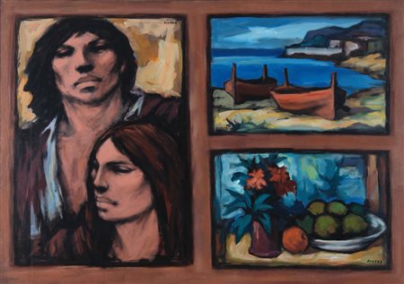 FRANZ FICARA Reggio Calabria 1926 - Milano 1994 - Figure del Sud, 1982, olio...