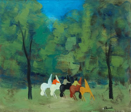 GIANRODOLFO D’ACCARDI Palermo 1906 - Milano 01/09/1993 - Cavalli nel bosco,...