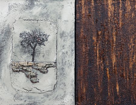 MARIO PASCHETTA Milano 27/04/1949 - Presenze, 2001, olio, malte, catrame, oro...