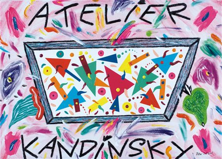 BRUNO DONZELLI Napoli 12/04/1941 - Atelier Kandinsky, olio e collage su tela...