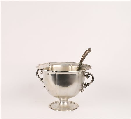COPPA PER APERITIVO CON MESTOLO IN ARGENTO vecchia manifattura italiana corpo...