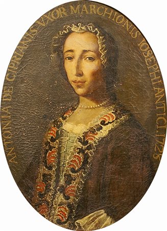 SCUOLA NAPOLETANA del XVIII Sec. Ritratto di Antonia De Ciprianis, olio su...