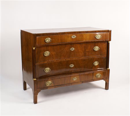 CASSETTONE BIDERMEIER IN NOCE Austria XIX secolo piano rettangolare filettato...