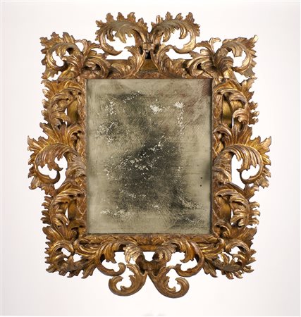 SPECCHIERA RETTANGOLARE IN LEGNO DORATO Roma XVIII Sec. cornice riccamente...