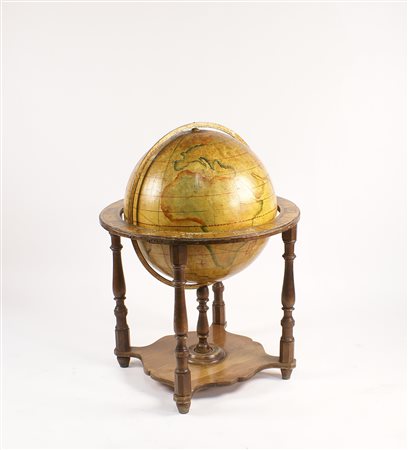 GRANDE GLOBO CELESTE vecchia manifattura con base a colonne tornite e...