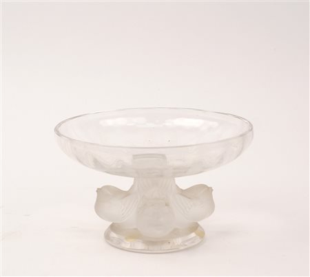 PICCOLA ALZATA IN CRISTALLO Lalique Francia coppa circolare sorretta da...