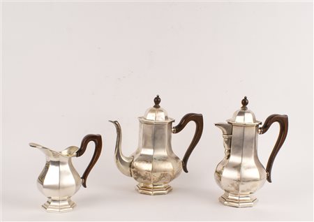 SERVIZIO THÈ E CAFFÈ IN ARGENTO manifattura italiana a corpo liscio con...