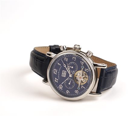 OROLOGIO DA POLSO SCHELETRICO LINDBERG & GOLDMANN cassa circolare in acciaio...