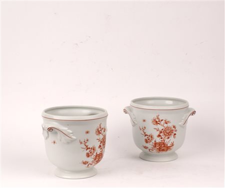 COPPIA DI PICCOLI CACHEPOT IN PORCELLANA BIANCA manifattura Vista Alegre...