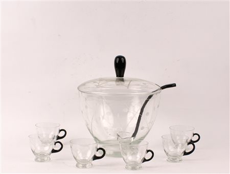 COPPA PER APERITIVI IN VETRO INCISO E TRASPARENTE vecchia manifattura...