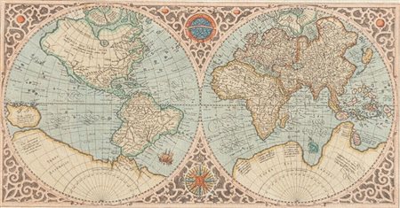 Atlante. Stampa con interventi policromi. Cm 11,5x22.