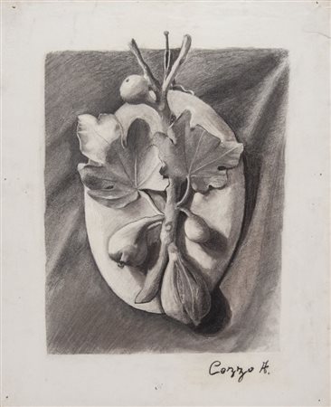 Pittore anonimo del XX secolo "Fichi". Disegno su carta. Cm 59,5x49. Opera...