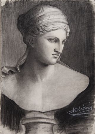 Pittore anonimo del XX secolo "Copia dal vero di un busto all'antica"....