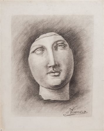 Pittore anonimo del XX secolo "Copia dal vero di un volto all'antica"....