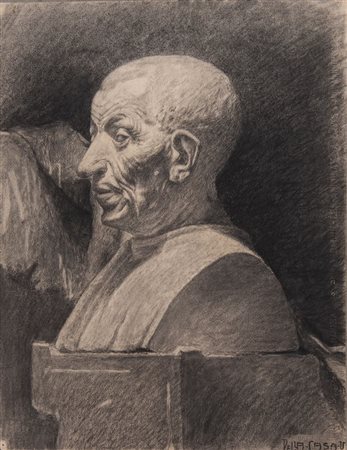 Pittore anonimo del XX secolo "Copia dal vero di un busto all'antica"....