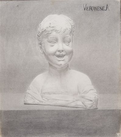 Pittore anonimo del XX secolo "Copia dal vero di un busto all'antica"....