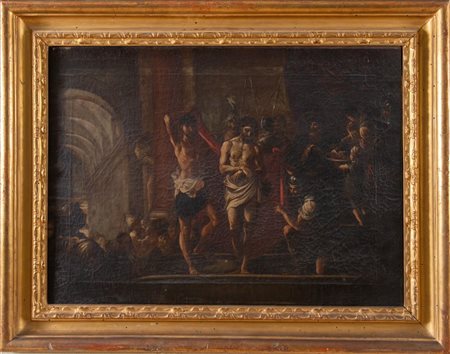 Maestro del XVII secolo “Flagellazione di Cristo”. Olio su tela. Cm 48x65,5.