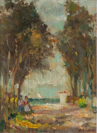 UMBERTO SGARZI (Bologna 1921 - 2017) "Paesaggio". Olio su tavola. Cm...