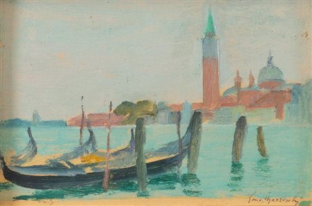 GINO MARZOCCHI (Molinella 1895 - Bologna 1981) "Venezia". Olio su tavola. Cm...