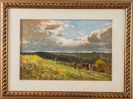 OSVALDO CURANDAI "Paesaggio". Olio su tela. Cm 40x60. Opera firmata in basso...