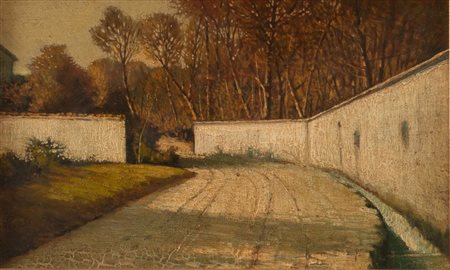 ANGELO TORCHI (Massa Lombarda 1856 - 1915) "Paesaggio". Olio su tavola. Cm...