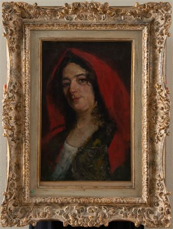 VINCENZO MIGLIARO (Napoli 1858 - 1938), attr. "Ritratto femminile". Olio su...