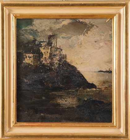 UBALDO MAGNAVACCA (Modena 1885 - 1957) "Riviera ligure". Olio su tavola. Cm...